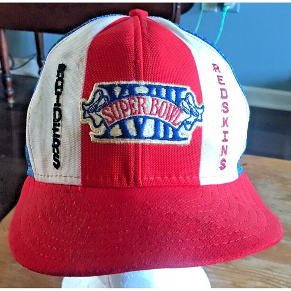 Super Bowl XVIII AJD Lucky Stripes Snapback Hat Mesh Trucker Redskins Raiders - Picture 1 of 12